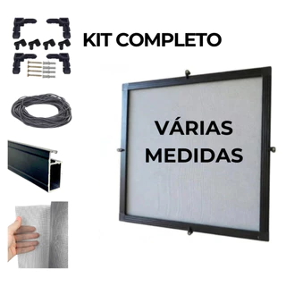 Kit Tela Mosquiteiro para Janela perfil de Alumínio Preto Removível