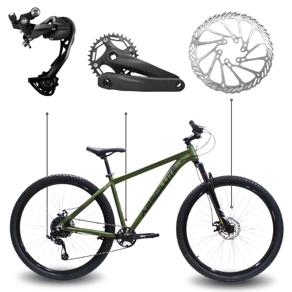 Bicicleta Aro 29 Absolute Nero 5 Freios a Disco 9 Marchas Coroa