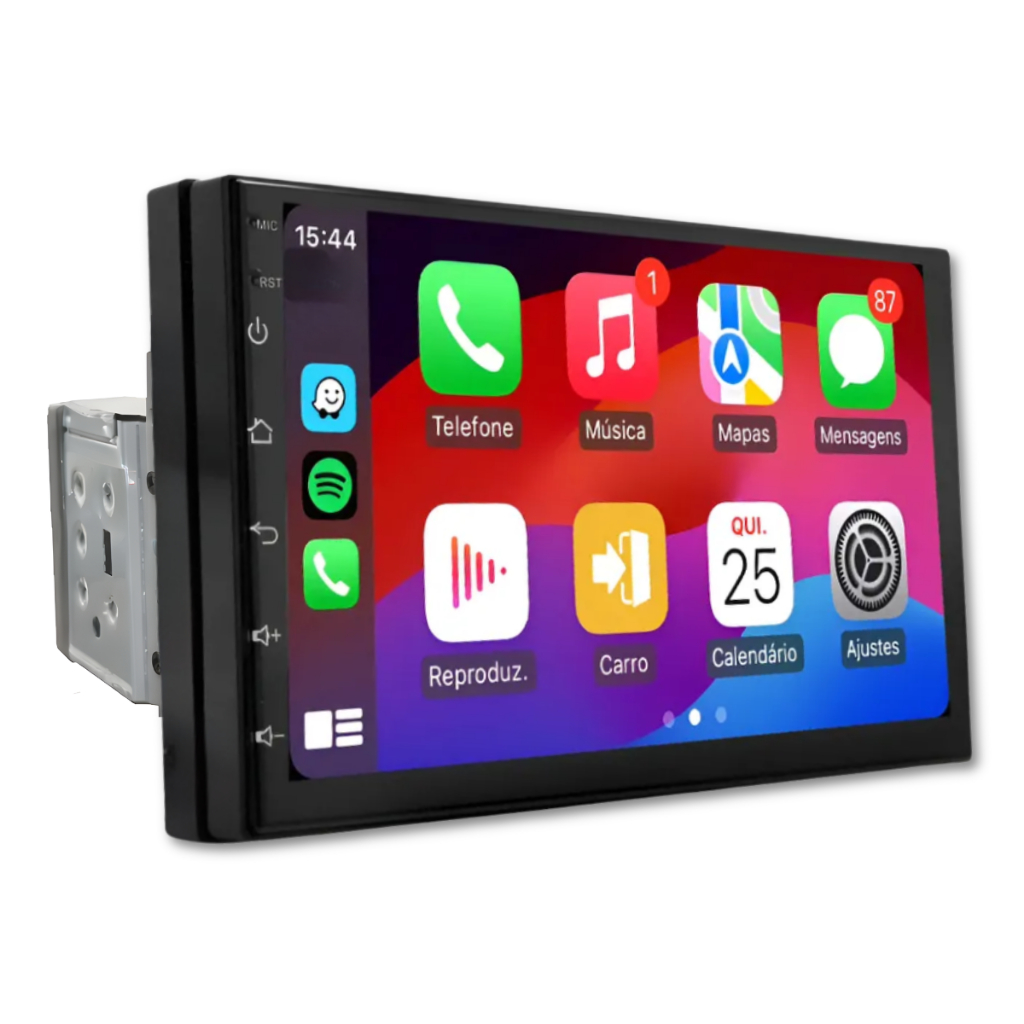 Central Multimídia 7'' Mp5 1 Din Android Auto Carplay Touch Bluet Usb ...