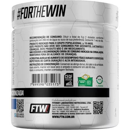 FTW Creatina Monohidratada Pura Ultramesh® Pote 300g Ultra fina Micronizada Mesh - Vista 4