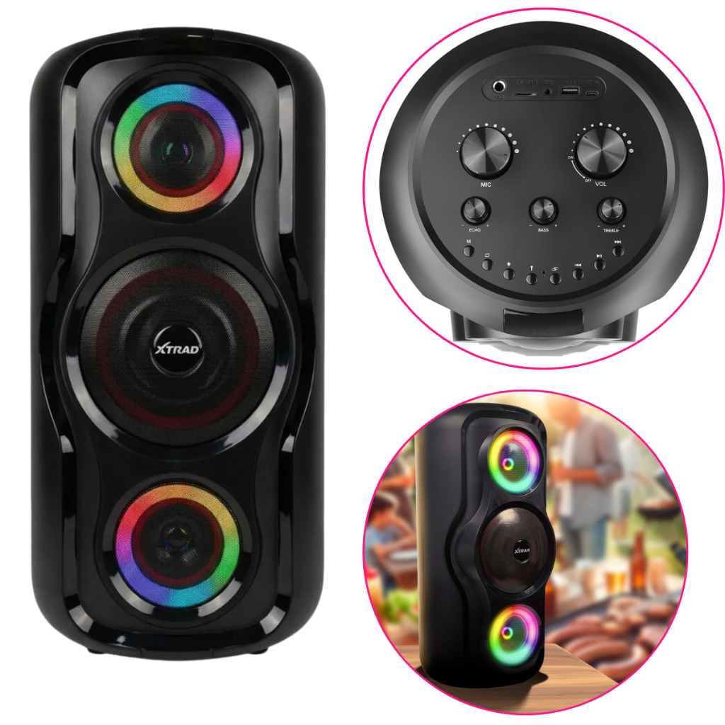 Caixa Som Bluetooth Grande e Potente 600w Bluetooth Rgb + Microfone ...