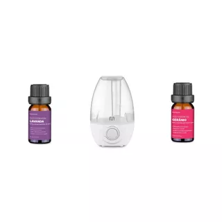 Kit Umidificador Clear Tank 2,1L Bivolt + Óleos Essenciais Lavanda e Gerânio 100 Puros Multi Saúde - HC210K em Oferta na Shopee