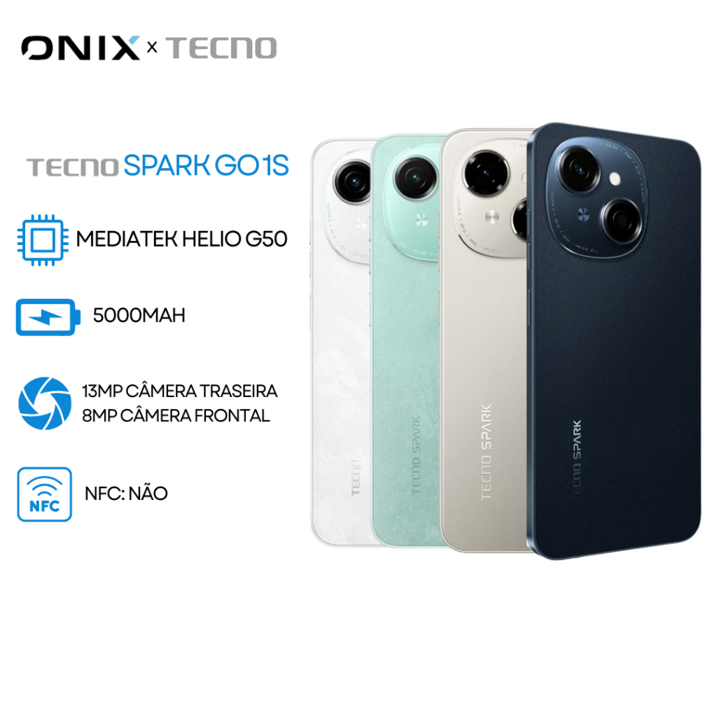 Tecno Spark Go 1S 4G,Versão Avançada 2026, 64GB e 3GB RAM, e Spark