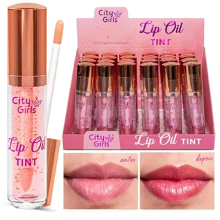 Lip Oil Tint City Girls Com Brilho Dourado Hidratante | Envio Rápido em Oferta na Shopee