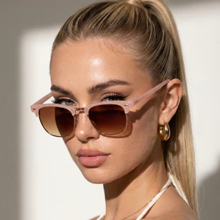 Óculos de Sol Club Quadrado Nude Marrom Degradê Premium Blogueira Virginia Tendencia uv400 Feminino em Oferta na Shopee