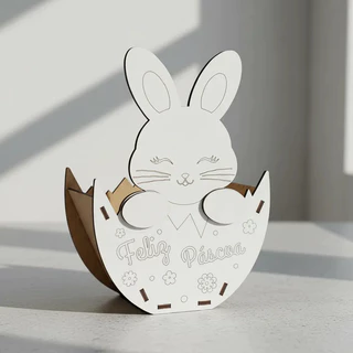 Cestinha Lembrancinha Coelho Feliz Pascoa Branco Mdf em Oferta na Shopee