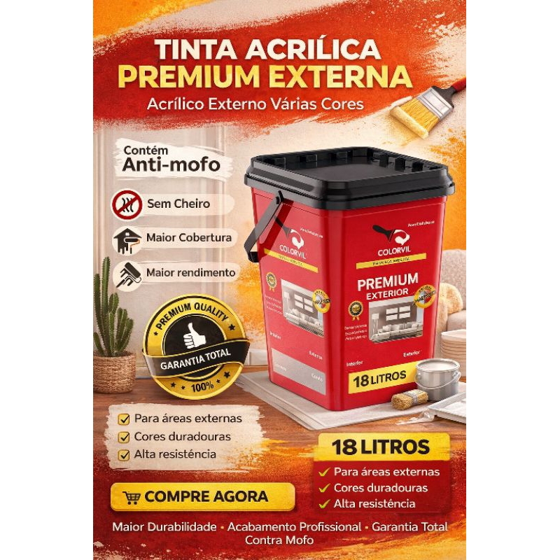 Tinta de parede Externa 18 Litros antimofo sem cheiro para muros ...