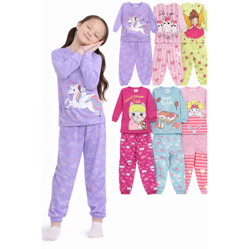 Kit pijama 4 peças Infantil Menino sendo 2 camisetas e 2 calças inverno menina infantil kids kit promoção em Oferta na Shopee