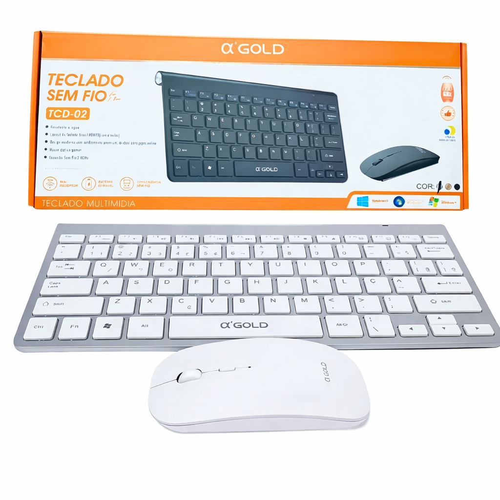 Kit Teclado e Mouse Sem Fio 2.4ghz USB Plug And Play Para Notebook e PC ...