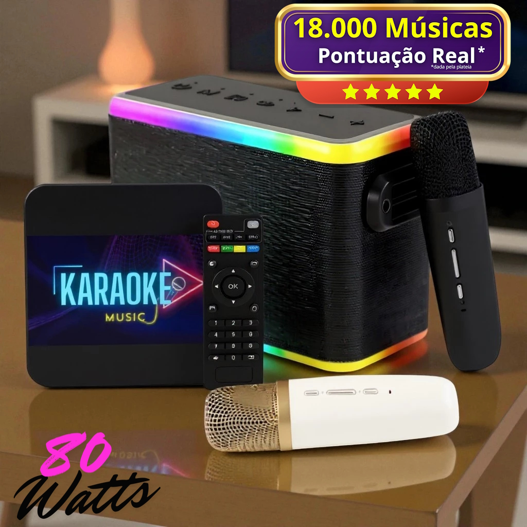 Aparelho Karaokê Box com Pontuação Real e Ajuste Tonalidade + Caixa de ...