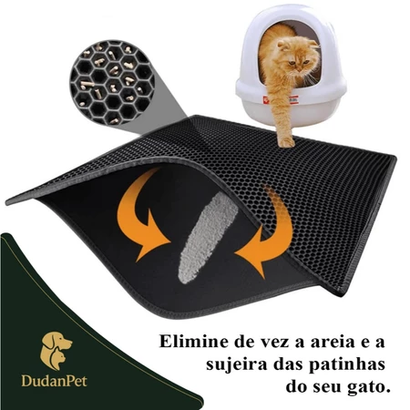 Tapete Coletor Higiênico Areia Ração Para Gatos 60x45cm