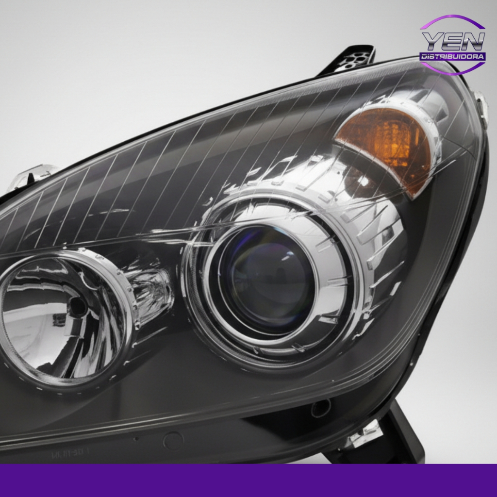 Farol Vectra 2006 a 2008 Máscara Negra Lente Lisa Foco Duplo H1 H7