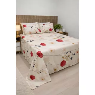 Lençol Queen 500 Fios Percal Toque Algodão + 2 Fronhas 50x70 | Cobre Leito Luxo Sem Elástico em Oferta na Shopee