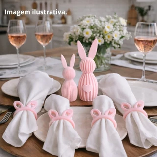 Kit Coelhos Decorativos Páscoa com Anéis de Guardanapo Coelhinho Decoração Mesa Posta Páscoa Rosa em Oferta na Shopee