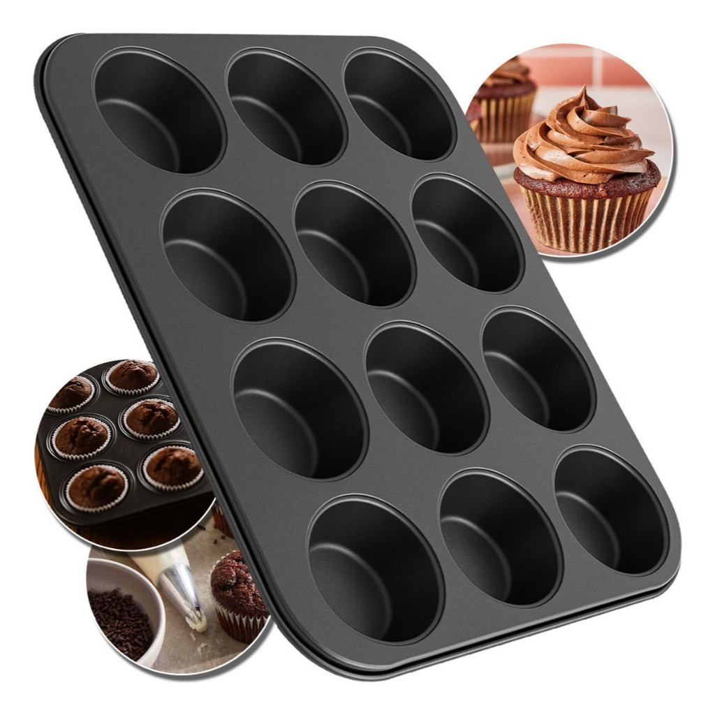 1 ou 2 Forma de Cupcake 12 Cavidades Antiaderente Assadeira 
