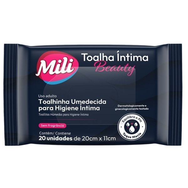 Lenço umedecido para higiene íntima 20 unidades mili Beauty | Shopee Brasil