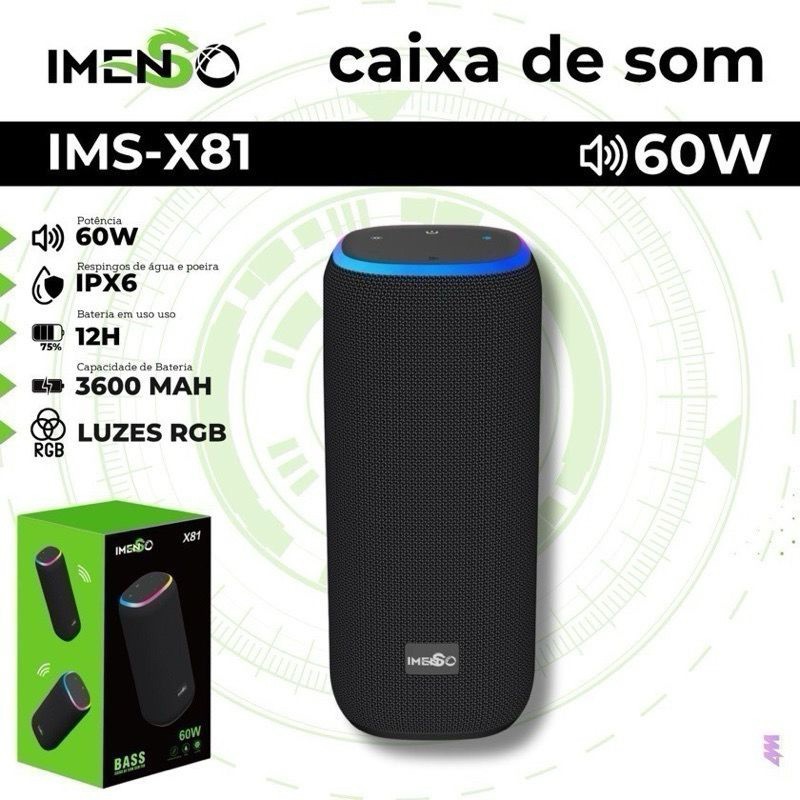 IMS-X81 CAIXA DE SOM PORTÁTIL BLUETOOTH 60W | Shopee Brasil