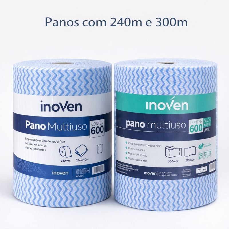 Pano Multiuso Inoven 600 Un 240m 300m 28x50cm Azul Lavável Reutilizável ...