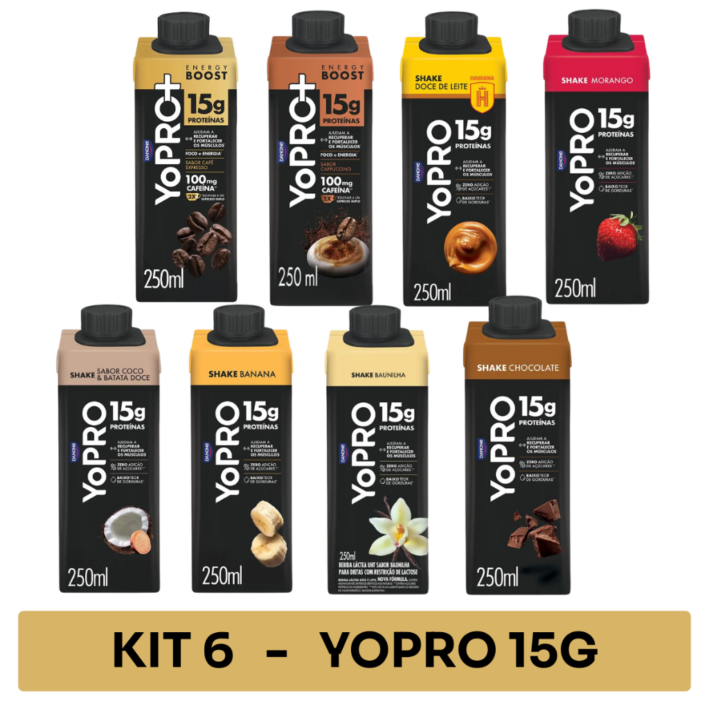 YoPro Kit 6 Unidades Bebida Láctea 15g de Proteínas 250ml Sabores ...
