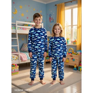 Pijama Infantil em Fleece Super Quentinho – Conjunto de Inverno (02 a 12 anos) em Oferta na Shopee