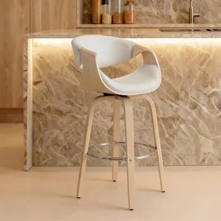 Banqueta Nicole Munique Giratória Couro e Base de Madeira HomeNow em Oferta na Shopee