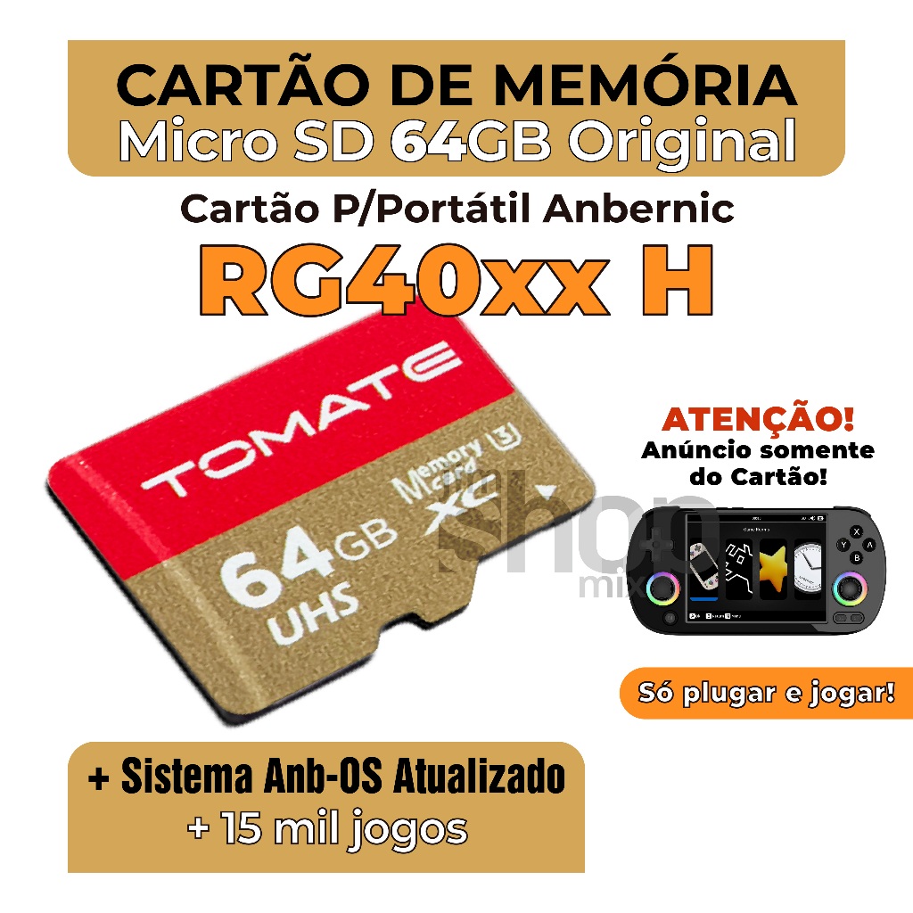 ANBERNIC RG40XX H 64gMicroSDメモリーカード付属　新品 Cartão MicroSD Original Para Portátil Anbernic RG40xx-H +10mil