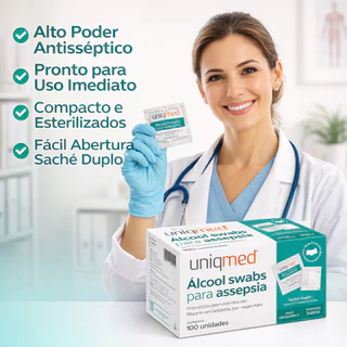 Lenço para Assepsia Álcool Swabs c/ 100 Uniqmed