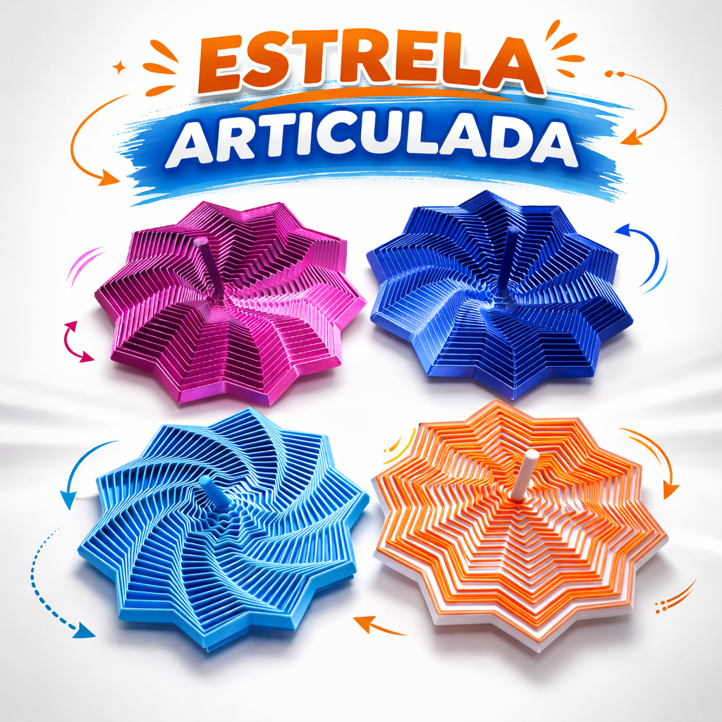 Estrela Sensorial Articulada Fidget Toy - M (12cm) 3D - Antiestresse ...