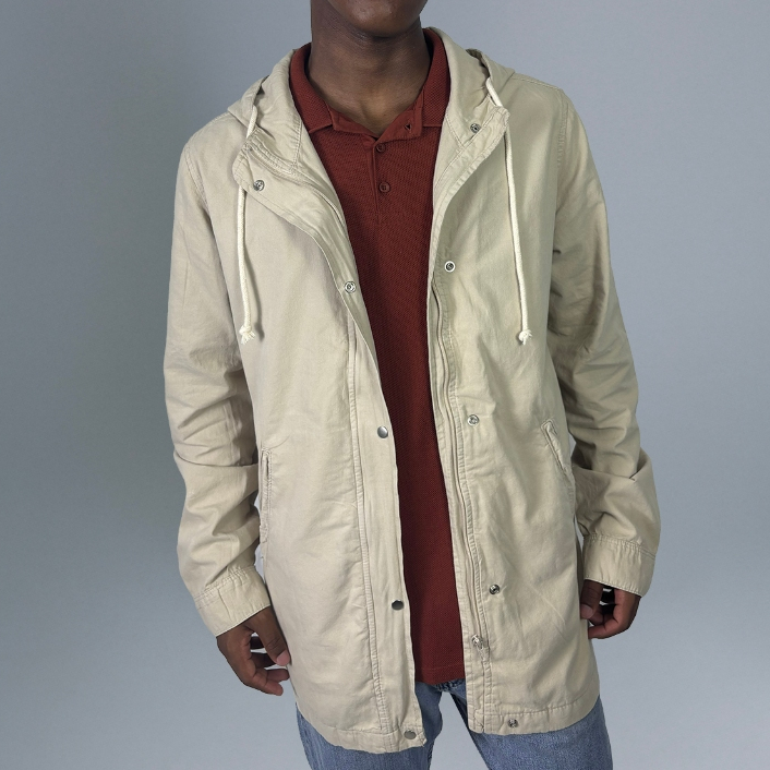 Jaqueta Parka Masculina com Capuz Casaco Alongado Casual Meia Estação Moderna Estilo Urbano