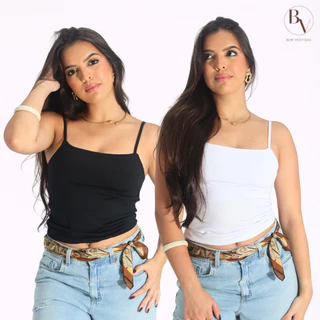 Kit 2 Cropped Feminino Regata Alcinha Básico Verão Suplex em Oferta na Shopee