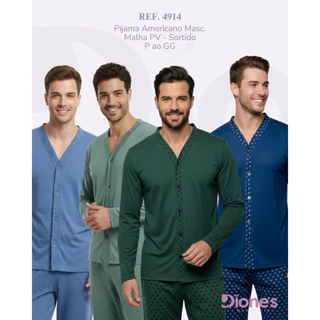 Pijama Blusa e Calça Conjunto Longo Americano Masculino Adulto Inverno Botão Cirúrgico Promoção em Oferta na Shopee