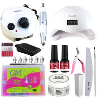 Kit Alongamento Unha Gel Cabine Sun 5, Lixadeira Motor Porquinho, Molde F1, Gel X&D, Top Coat e Primer em Oferta na Shopee