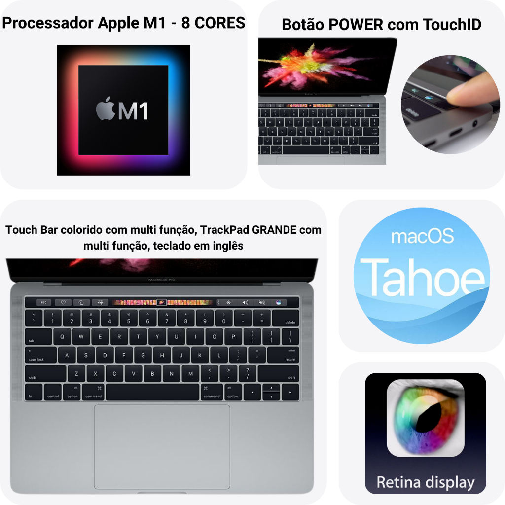 Apple Macbook Pro A2338 M1 Ssd 256gb 8gb tela 13.3 Retina Touchbar