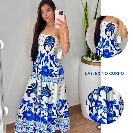Vestido Tropical Longo Tomara que Caia Estampado – Moda Feminina 2026 ENTREGA INMEDIATO