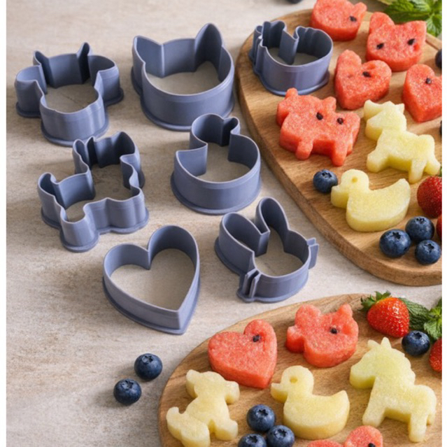 kit 8 moldes cortador de frutas e legumes infantil de animai