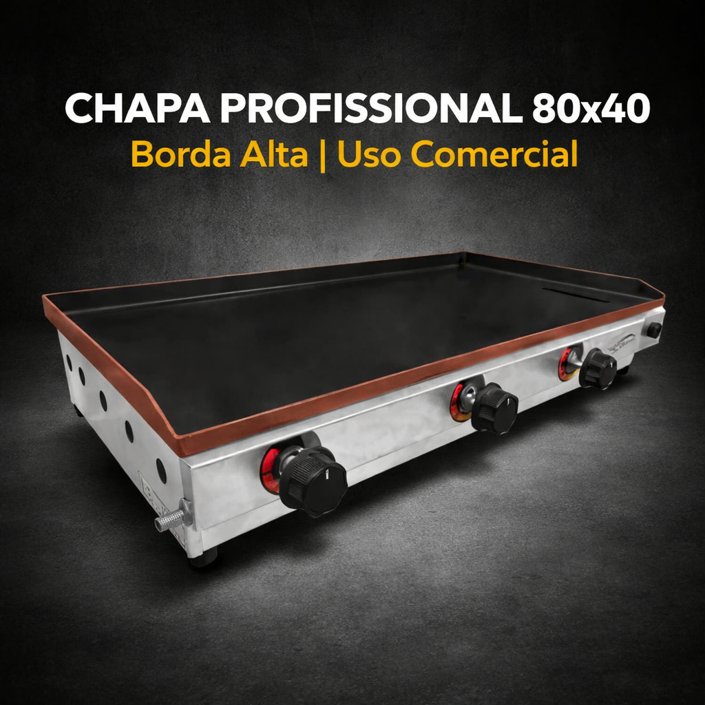 Chapa Profissional De Lanche 80x40 Chapeira Grande Para Hamb