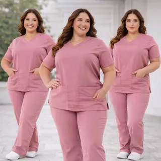 Pijama Cirúrgico Feminino Plus Size Scrub Com Elastano Luxo , Gabardine  GG ao G3 em Oferta na Shopee