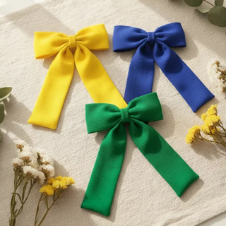 Laço de Cabelo Brasil em Linho Presilha Bico de Pato Verde Amarelo e Azul Copa do Mundo Adulto e Infantil Brasil em Oferta na Shopee