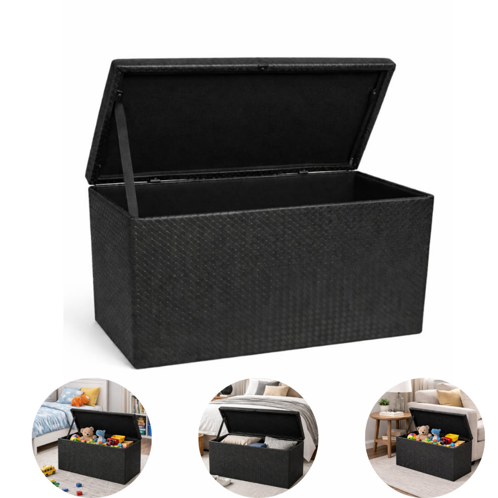 Puff Baú Grande Retangular Courino  Revestido Organizador e Sapateira (Porta Objetos e Brinquedos) | Shopee Brasil