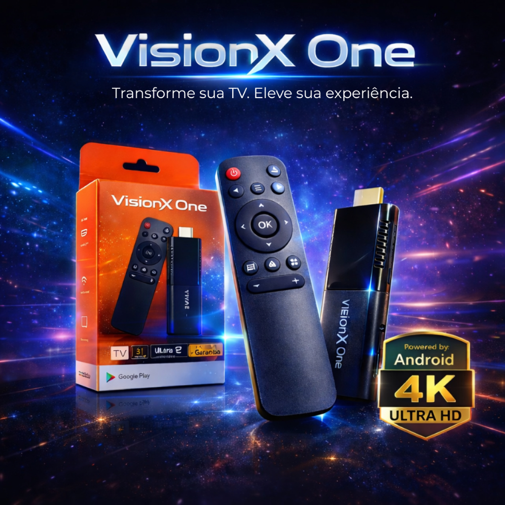 TV Stick 4K Android 13 VisionX One | Transforma TV em Smart | Controle ...