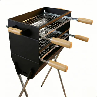 *PROMOÇÃO* Churrasqueira Dupla a Carvão Com 2 Grelhas Inclusas 105cm em Aço Carbono Grande Espetinho