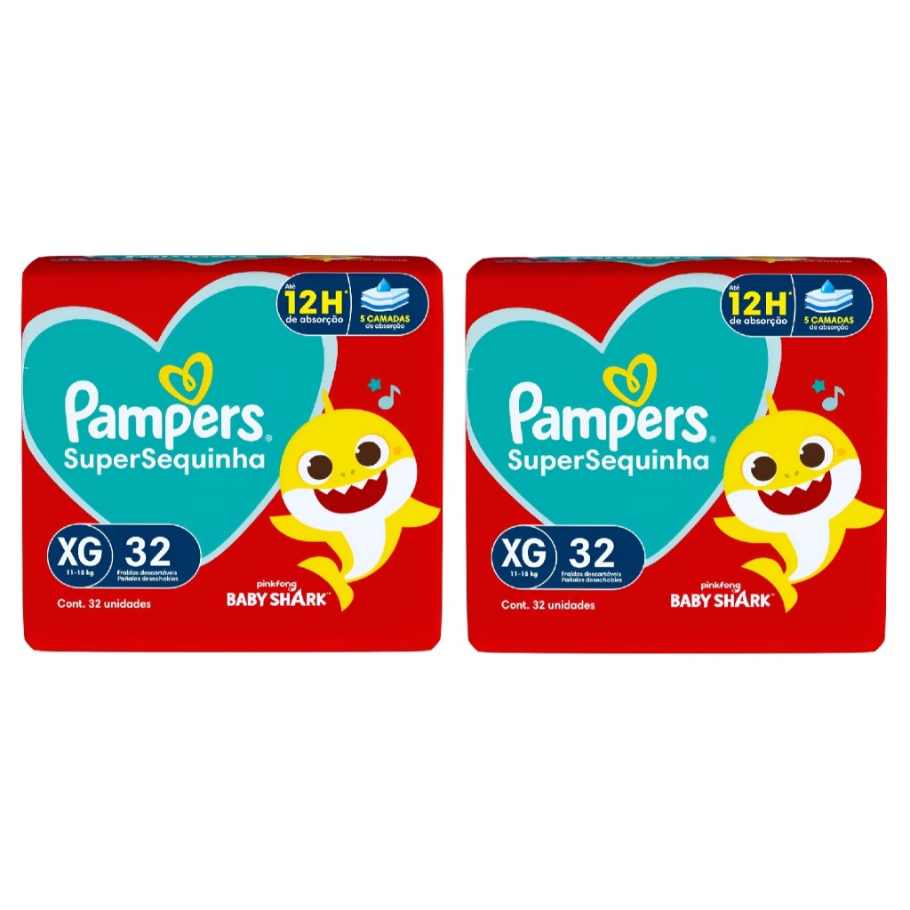 Kit 2pctes Fralda Pampers SuperSequinha XG 32un - Total 64