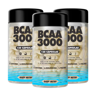 Kit 3x BCAA 3000 L-Leucina, L-Isoleucina, L-Valina Resistência e Minerais 120 Cáps - Body Nutry