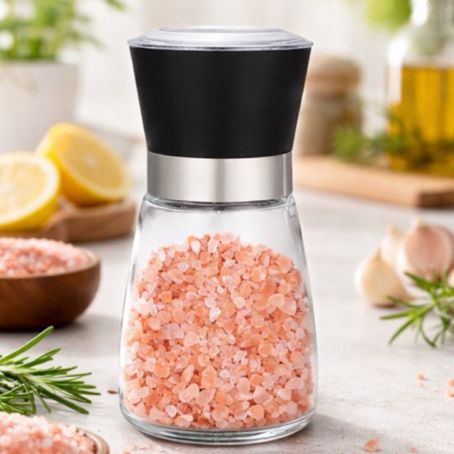 Moedor Manual Especiarias Inox Vidro Sal Rosa Himalaia Tempe