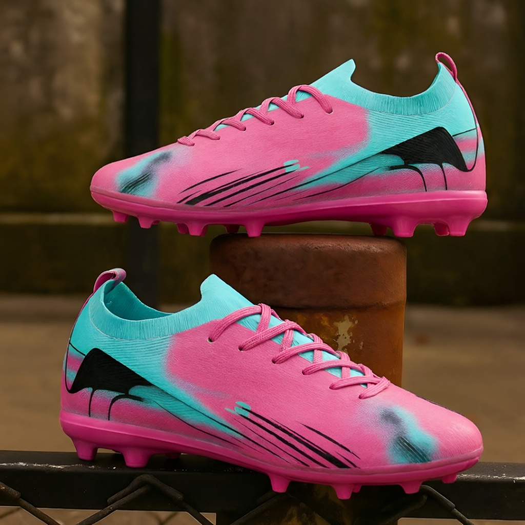 Chuteira Meinha Botinha Campo Grama Natural Leve Futebol Resistente Costurada Macia Com Travas Confortável Rosa