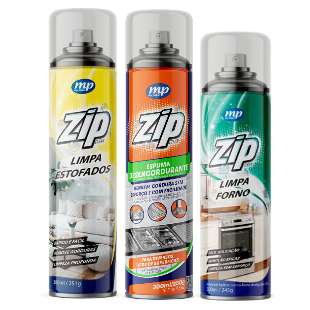 Kit Limpeza Pesada Zip Clean: Limpa Estofados + Espuma Desengordurante ...