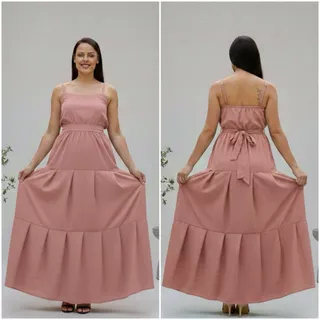 Vestido Longo Feminino Alcinha com Alça Regulavel Forro no Busto em Oferta na Shopee