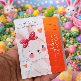 Mimo para pascoa card mais adesivo auto colanto de cenoura (NÃO ACOMPANHA CHOCOLATE)