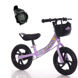 Bicicleta Balance Infiniti Kids Aro 12 Roxo Com Preto + RELÓGIO