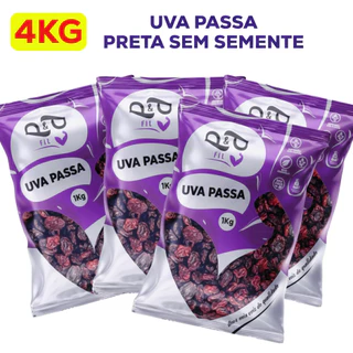 Kit Uva Passa 4kg ou 3Kg Preta Sem Semente - P&P em Oferta na Shopee